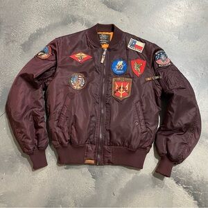 Top Gun MA-1 Nylon Bomber Jacket with Patches Sz XL Men,s